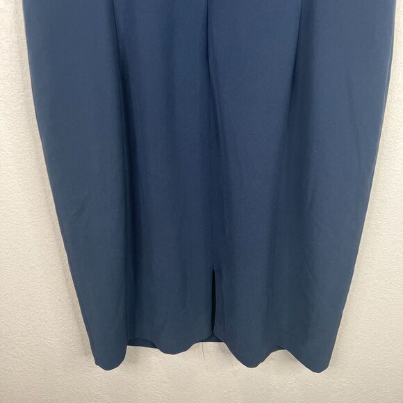 La‎ Fayette 148 New York Marion Sheath Dress Sz 14 Navy Crepe Cap Sleeves Career - Picture 8 of 10